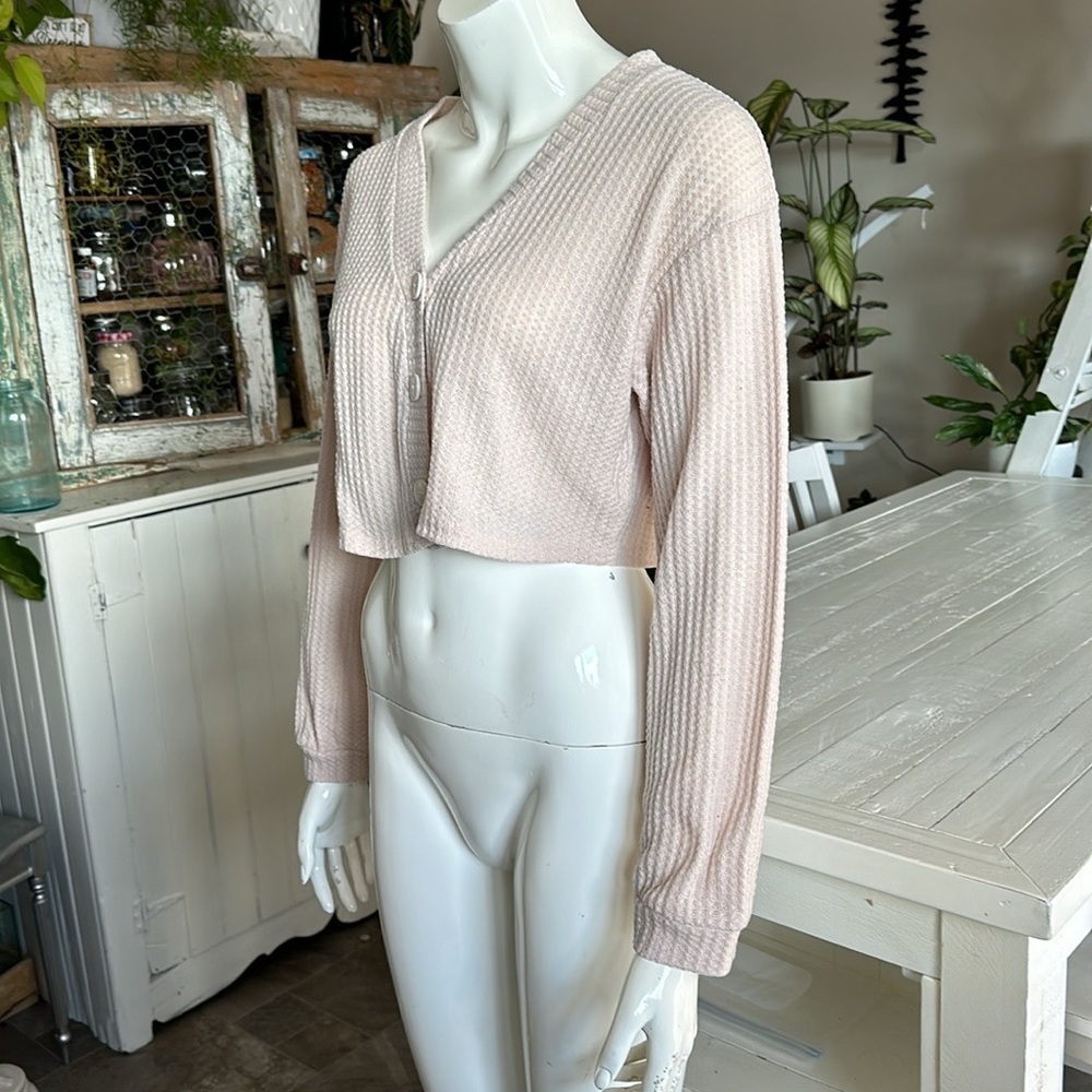 ROMWE size medium, three button cardigan, waffle knit cream colour